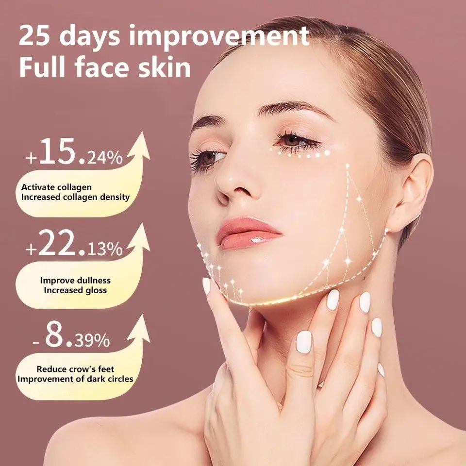 Facial Lifting Device, LED Photon Therapy V Face Slimming Vibration Massager for Double Chin Reduction & Skin Tightening