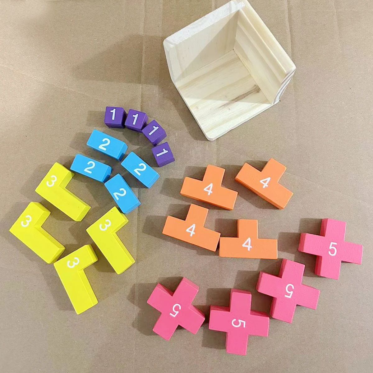 Colorful Wooden Blocks Puzzle, Classic Luban Lock Cube 3D Brain Teaser Toy for Kids & Adults