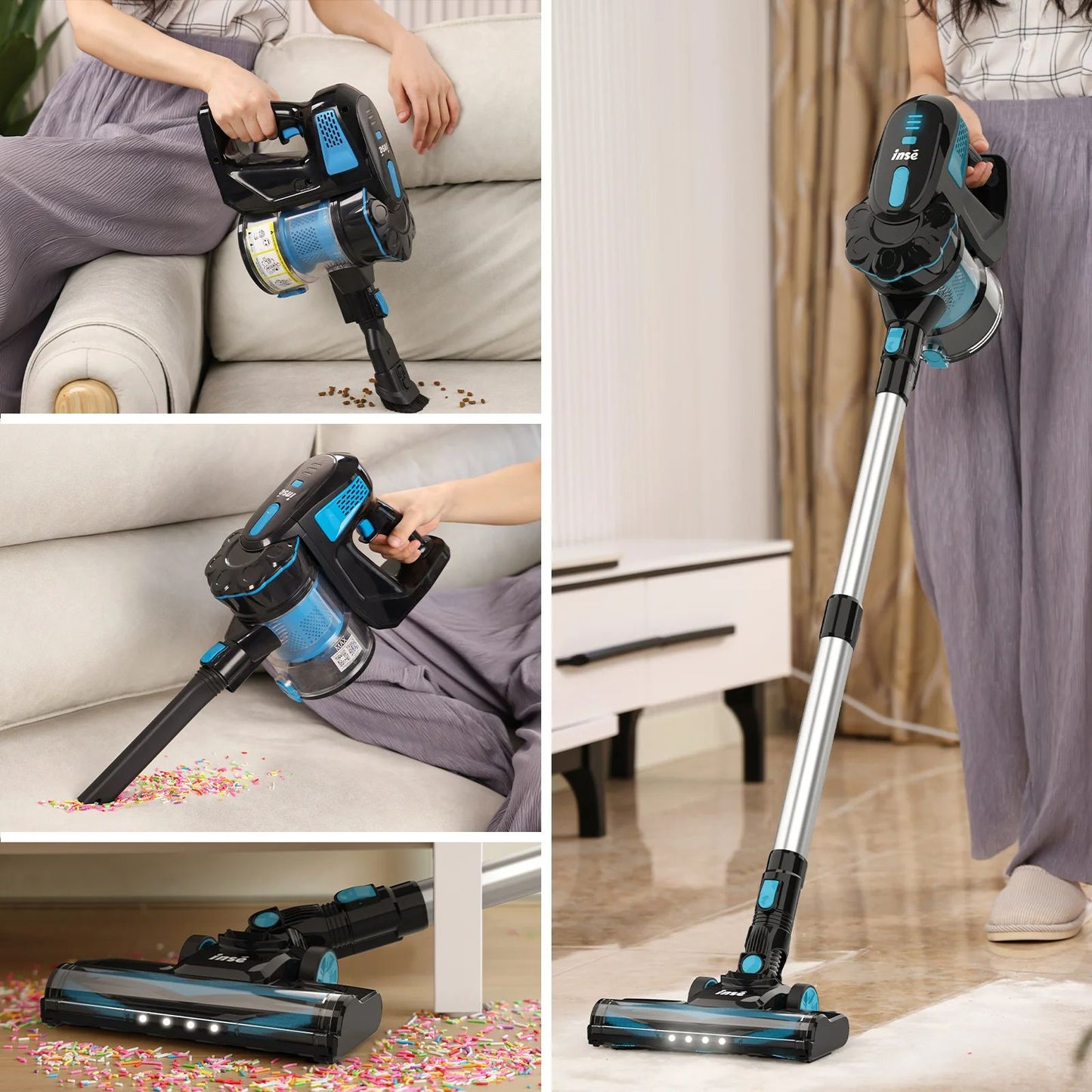 Cordless Stick Vacuum Cleaner Powerful Suction Lightweight for Household, Pet Hair, Carpet & Floor