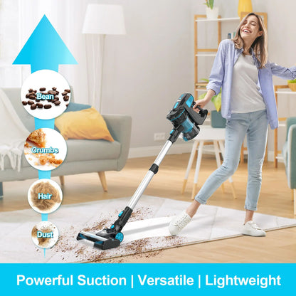 Cordless Stick Vacuum Cleaner Powerful Suction Lightweight for Household, Pet Hair, Carpet & Floor