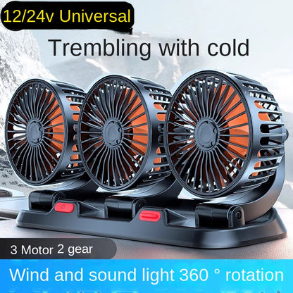 Car Silent Fan 360 Adjustable Air Fan for Automotive, Desk & Office USB & Cigarette Lighter Compatible