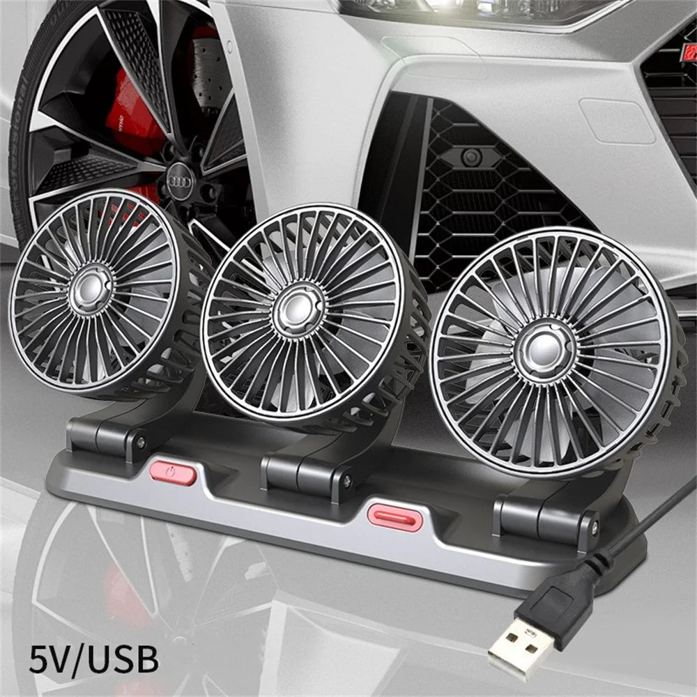Car Silent Fan 360 Adjustable Air Fan for Automotive, Desk & Office USB & Cigarette Lighter Compatible