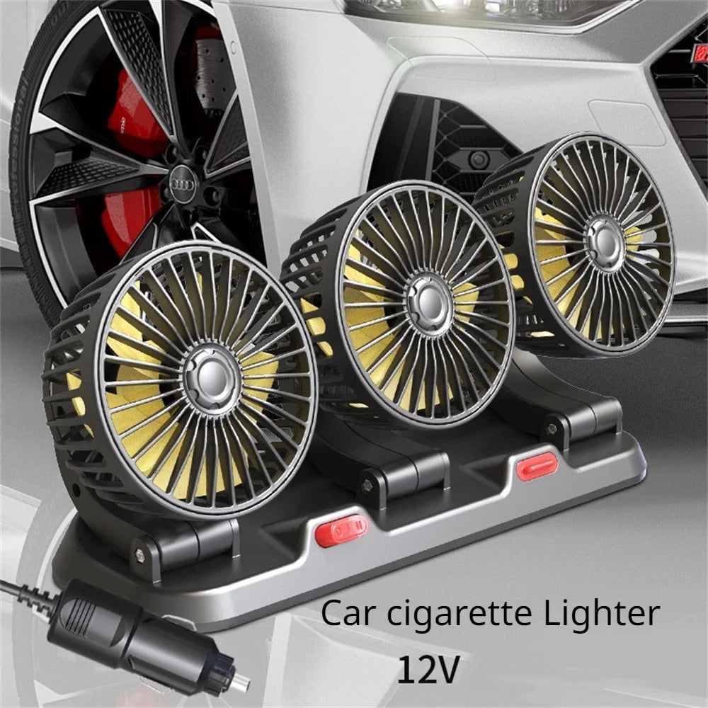 Car Silent Fan 360 Adjustable Air Fan for Automotive, Desk & Office USB & Cigarette Lighter Compatible