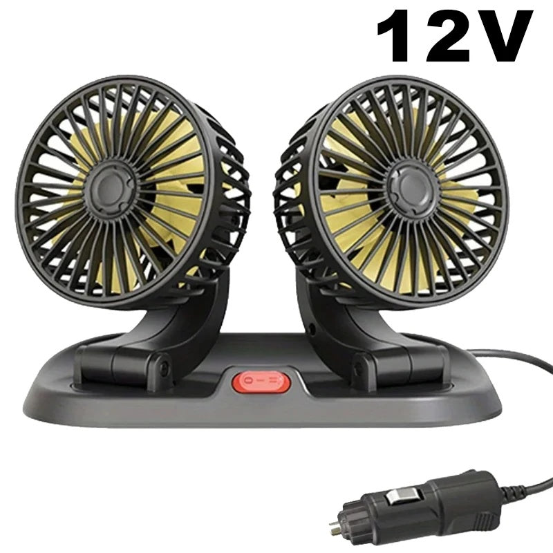 Car Silent Fan 360 Adjustable Air Fan for Automotive, Desk & Office USB & Cigarette Lighter Compatible