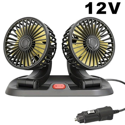 Car Silent Fan 360 Adjustable Air Fan for Automotive, Desk & Office USB & Cigarette Lighter Compatible