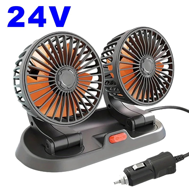 Car Silent Fan 360 Adjustable Air Fan for Automotive, Desk & Office USB & Cigarette Lighter Compatible