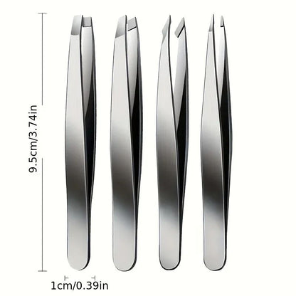 Professional Tweezers Set, Perfect for Eyebrow Hair Removal, Splinter & Ingrown Hair, Precision Stainless Steel