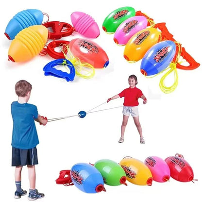 Hand Pulled Shuttle Ball Game – Elastic Fast Zoom Ball for Kids & Adults Arm Strength Training & Outdoor Fun Toy