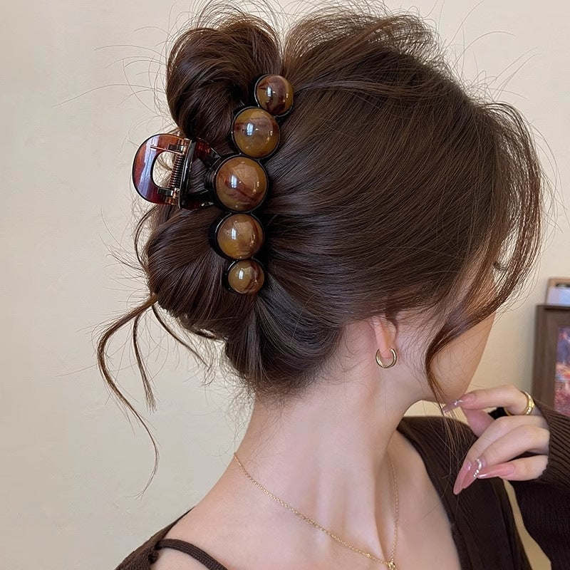 Retro Gradient Beaded Hair Claw Clip, 11cm Geometric Hair Clip for Women, 90s Y2K Fashion Hair Accessory