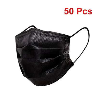 Masks 3-Layer Disposable Face Masks with Melt Blown Cloth Black Anti-Dust Protective Mouth Mask with Earloop Mascarillas