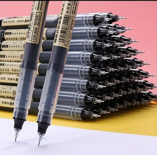 10Pcs High Quality Needle Type Gel Pens Smooth Writing Straight Liquid Ballpoint Pens, Kawaii Stationery for School