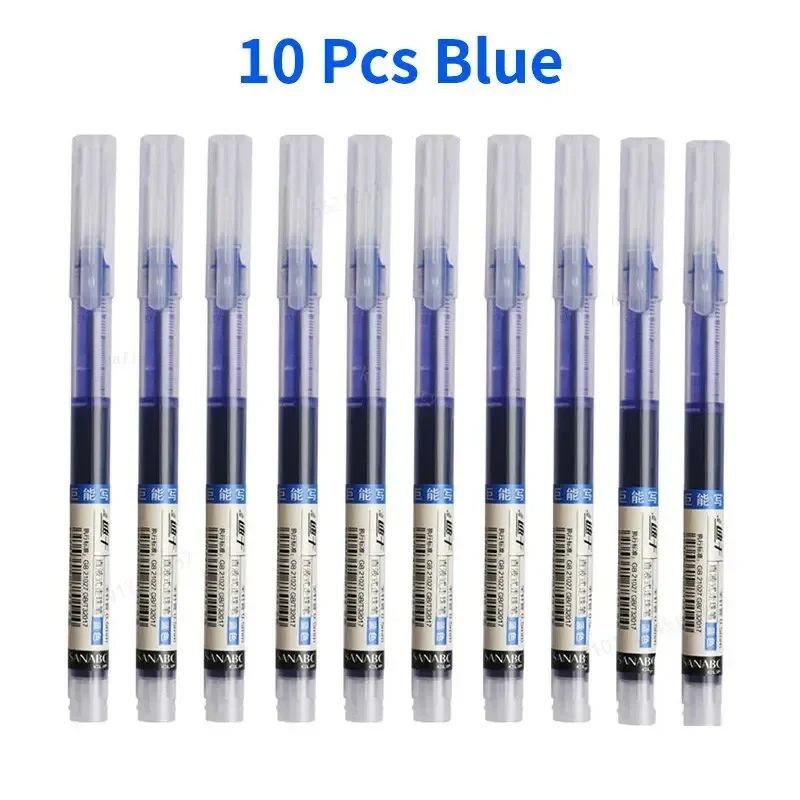 10Pcs High Quality Needle Type Gel Pens Smooth Writing Straight Liquid Ballpoint Pens, Kawaii Stationery for School