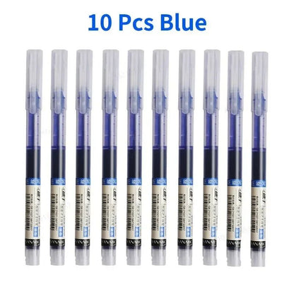 10Pcs High Quality Needle Type Gel Pens Smooth Writing Straight Liquid Ballpoint Pens, Kawaii Stationery for School