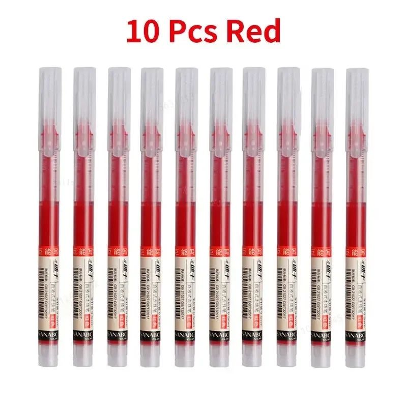 10Pcs High Quality Needle Type Gel Pens Smooth Writing Straight Liquid Ballpoint Pens, Kawaii Stationery for School