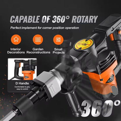 Heavy Duty Electric Jackhammer with Chisels and Carry Case