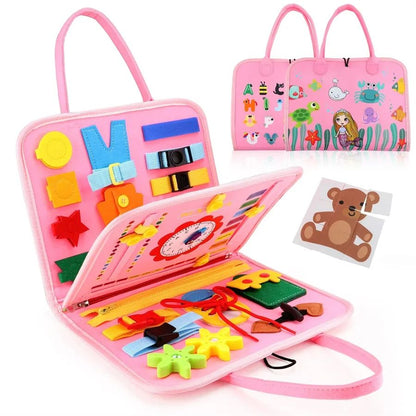 Montessori Busy Board for Toddlers, Sensory Educational Toys for Kids, Preschool Fine Motor Skills Gifts