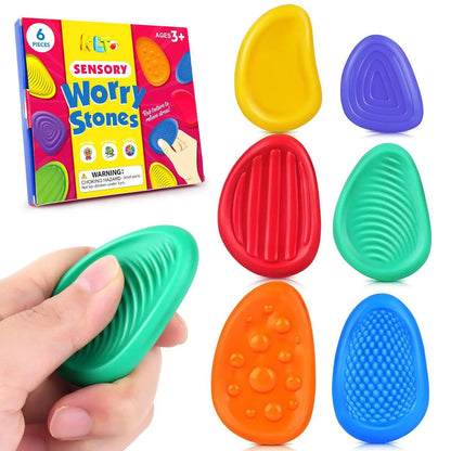 Textured Silicone Sensory Fidget Toys for Adults & Kids, Calming Worry Stones for Autism, ADHD, and Anxiety Relief