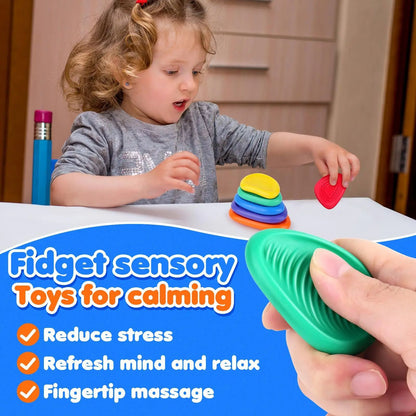 Textured Silicone Sensory Fidget Toys for Adults & Kids, Calming Worry Stones for Autism, ADHD, and Anxiety Relief