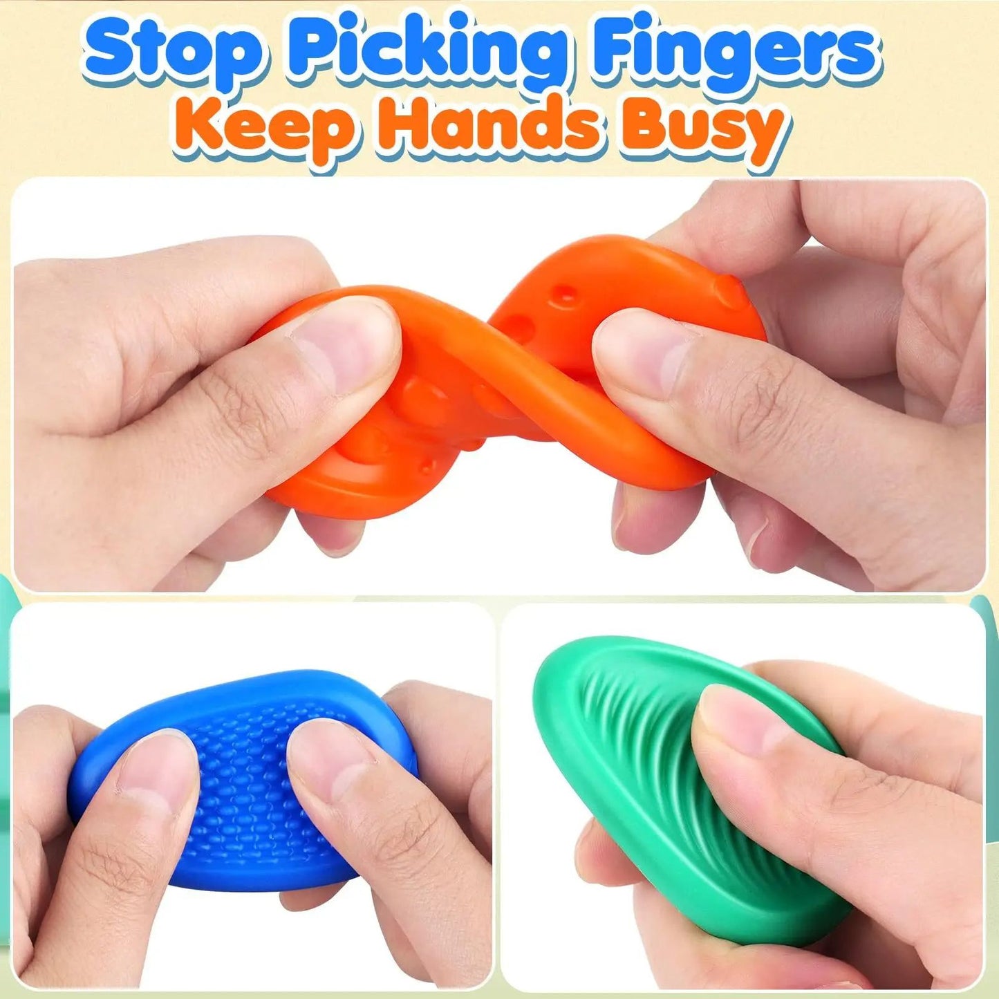 Textured Silicone Sensory Fidget Toys for Adults & Kids, Calming Worry Stones for Autism, ADHD, and Anxiety Relief