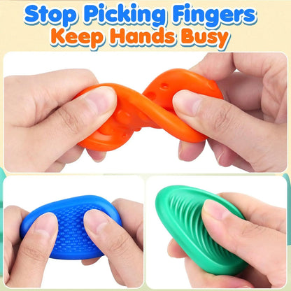 Textured Silicone Sensory Fidget Toys for Adults & Kids, Calming Worry Stones for Autism, ADHD, and Anxiety Relief
