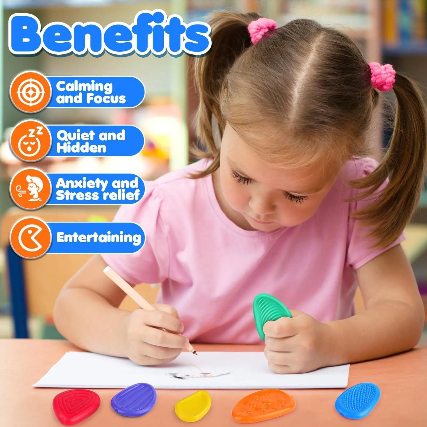 Textured Silicone Sensory Fidget Toys for Adults & Kids, Calming Worry Stones for Autism, ADHD, and Anxiety Relief