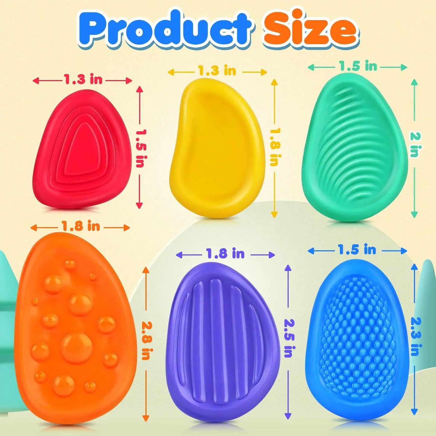 Textured Silicone Sensory Fidget Toys for Adults & Kids, Calming Worry Stones for Autism, ADHD, and Anxiety Relief