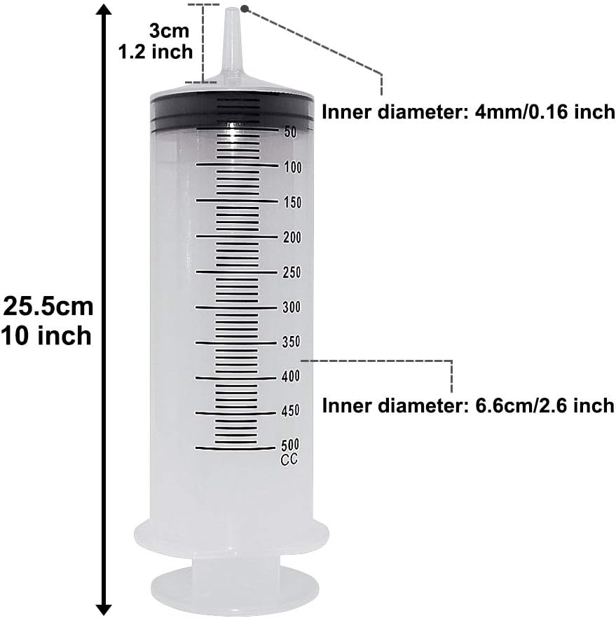 Large Capacity Syringe Pump with Hose – 100ml/300ml/550ml Oil Liquid & Pet Feeding Dispenser for Hydroponics & Measuring