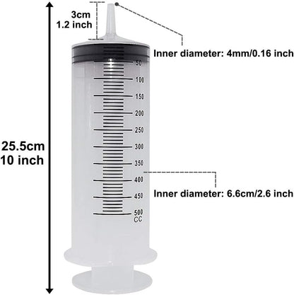 Large Capacity Syringe Pump with Hose – 100ml/300ml/550ml Oil Liquid & Pet Feeding Dispenser for Hydroponics & Measuring