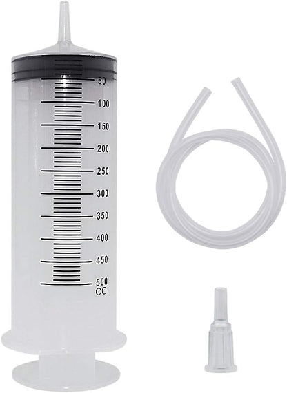 Large Capacity Syringe Pump with Hose – 100ml/300ml/550ml Oil Liquid & Pet Feeding Dispenser for Hydroponics & Measuring