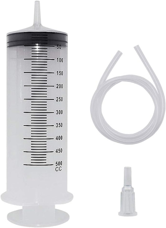 Large Capacity Syringe Pump with Hose – 100ml/300ml/550ml Oil Liquid & Pet Feeding Dispenser for Hydroponics & Measuring