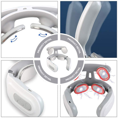 4D Neck Massage Machine with Heat – Cervical Spine Massager with Vibration, Hot Compress & Breathing Light Therapy