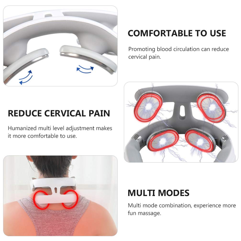 4D Neck Massage Machine with Heat – Cervical Spine Massager with Vibration, Hot Compress & Breathing Light Therapy