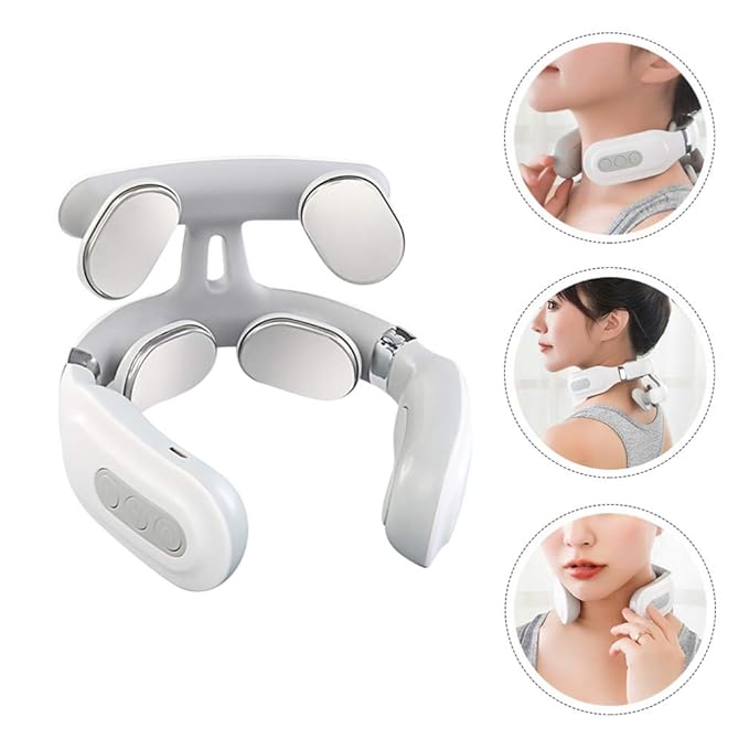 4D Neck Massage Machine with Heat – Cervical Spine Massager with Vibration, Hot Compress & Breathing Light Therapy