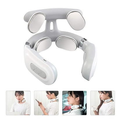 4D Neck Massage Machine with Heat – Cervical Spine Massager with Vibration, Hot Compress & Breathing Light Therapy