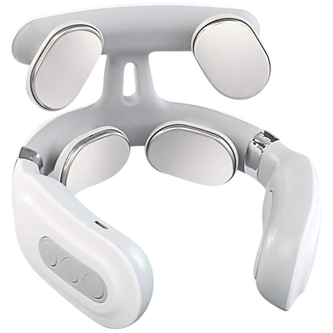 4D Neck Massage Machine with Heat – Cervical Spine Massager with Vibration, Hot Compress & Breathing Light Therapy
