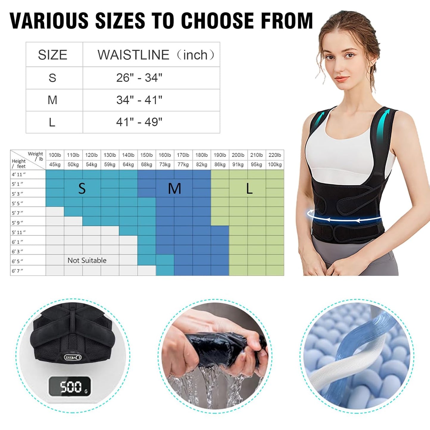 Adjustable Back Brace Posture Corrector – Full Back Support for Spine Neck & Shoulder Alignment (Men & Women)