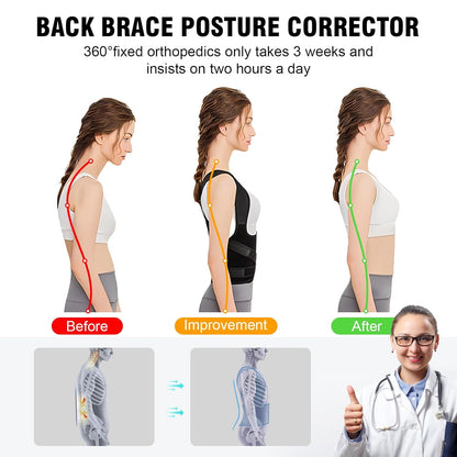 Adjustable Back Brace Posture Corrector – Full Back Support for Spine Neck & Shoulder Alignment (Men & Women)
