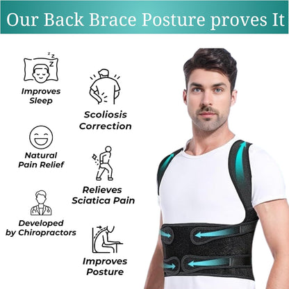 Adjustable Back Brace Posture Corrector – Full Back Support for Spine Neck & Shoulder Alignment (Men & Women)