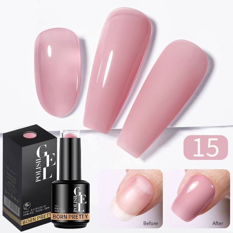 BORN PRETTY Milky Pink Rubber Base Gel Long-Lasting Semi Permanent UV LED Nail Polish
