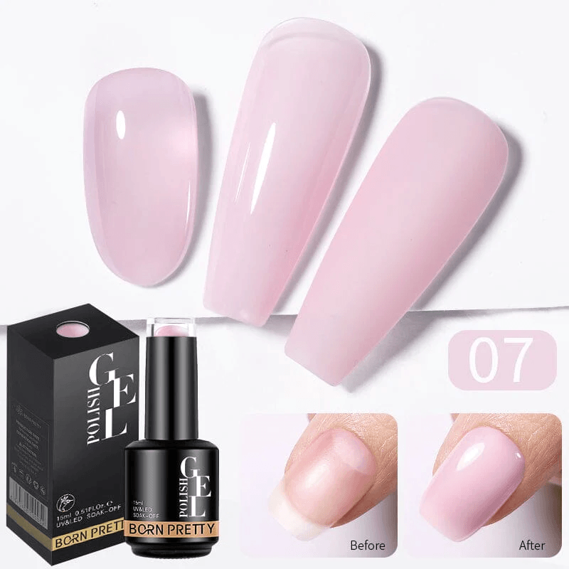 BORN PRETTY Milky Pink Rubber Base Gel Long-Lasting Semi Permanent UV LED Nail Polish