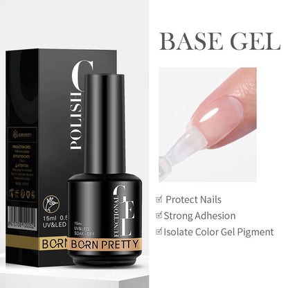 BORN PRETTY Milky Pink Rubber Base Gel Long-Lasting Semi Permanent UV LED Nail Polish