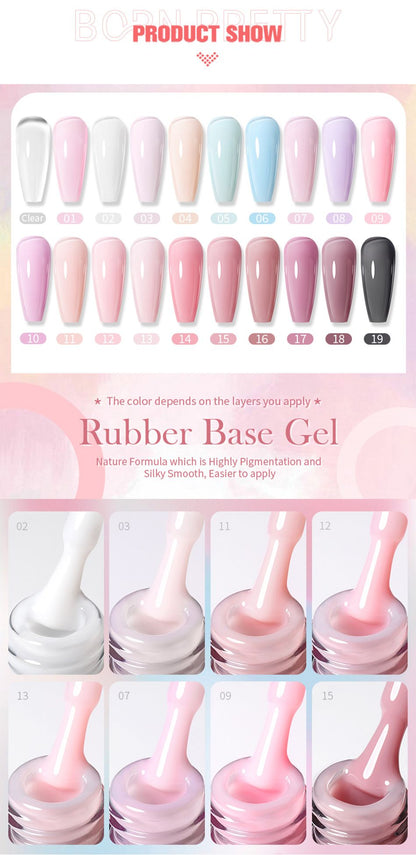 BORN PRETTY Milky Pink Rubber Base Gel Long-Lasting Semi Permanent UV LED Nail Polish