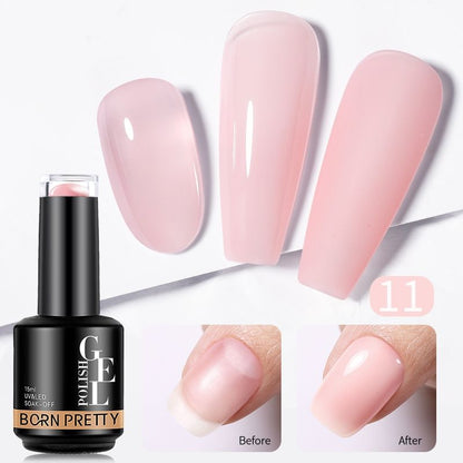 BORN PRETTY Milky Pink Rubber Base Gel Long-Lasting Semi Permanent UV LED Nail Polish