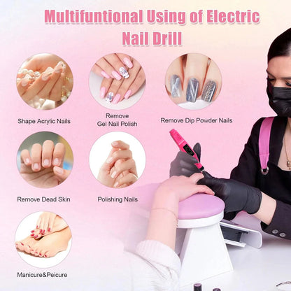 Strong Function Nail Drill Machine Set Electric Nail Sander Gel Polish Remover Tool for Manicure Pedicure Acrylic Nail