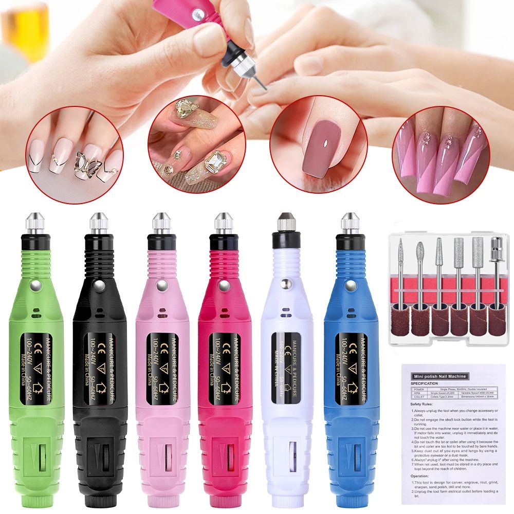 Strong Function Nail Drill Machine Set Electric Nail Sander Gel Polish Remover Tool for Manicure Pedicure Acrylic Nail