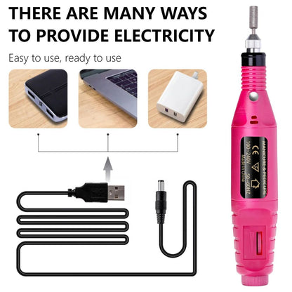 Strong Function Nail Drill Machine Set Electric Nail Sander Gel Polish Remover Tool for Manicure Pedicure Acrylic Nail