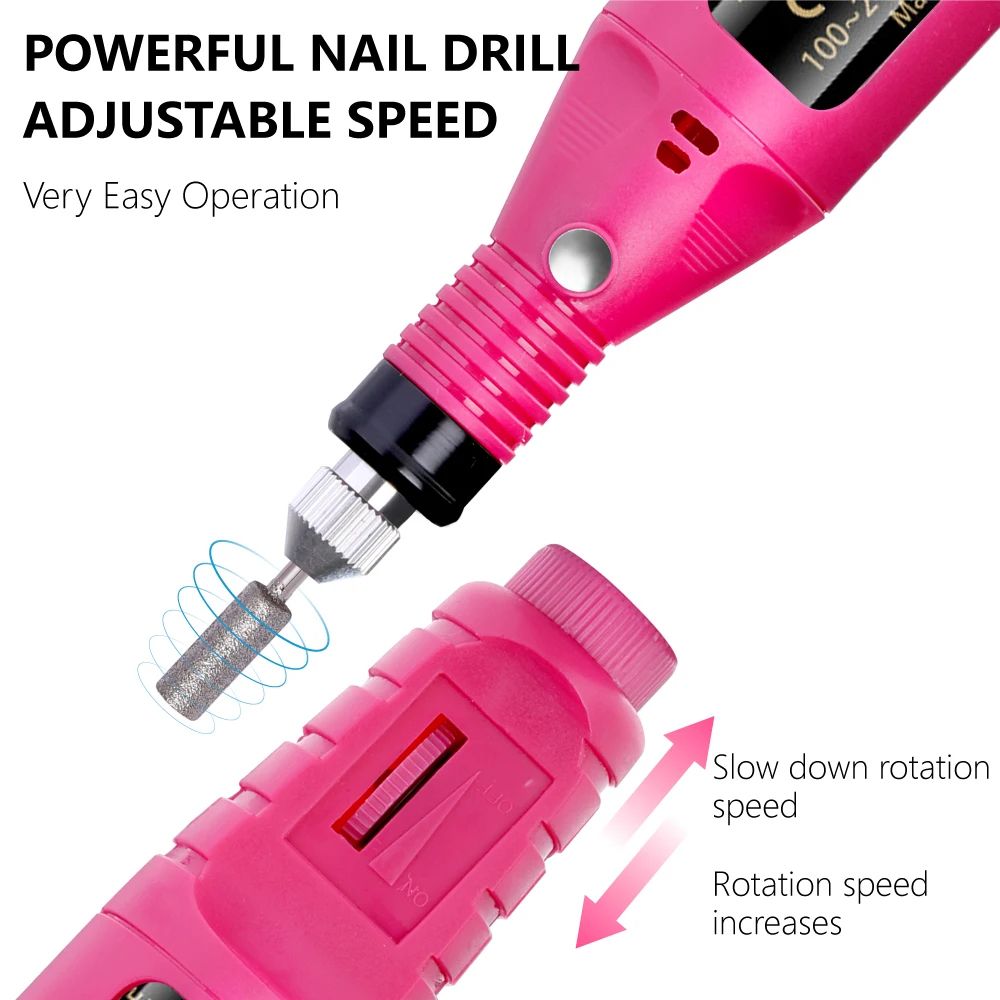 Strong Function Nail Drill Machine Set Electric Nail Sander Gel Polish Remover Tool for Manicure Pedicure Acrylic Nail