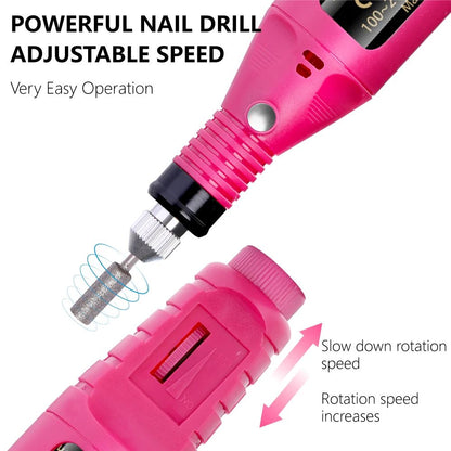 Strong Function Nail Drill Machine Set Electric Nail Sander Gel Polish Remover Tool for Manicure Pedicure Acrylic Nail