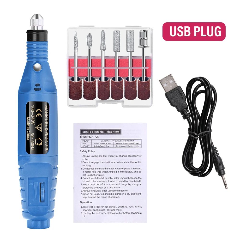 Strong Function Nail Drill Machine Set Electric Nail Sander Gel Polish Remover Tool for Manicure Pedicure Acrylic Nail