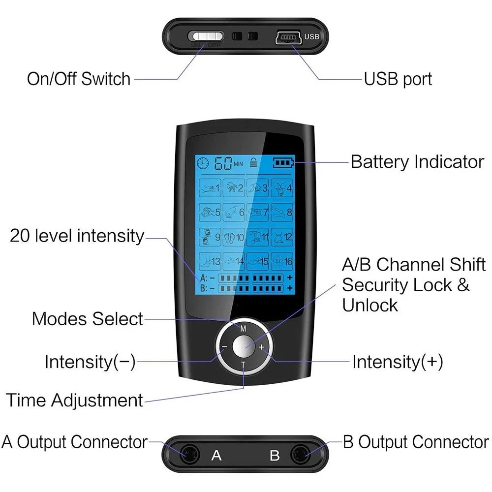 EMS Acupuncture TENS Muscle Stimulator, Electric Body Massage & Slimming Digital Therapy Electrostimulatorc